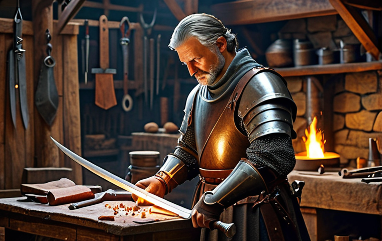 Crafting Master** "A skilled artisan, fully clothed in modest leather armor, meticulously crafting a gleaming sword at a detailed forge in a bustling medieval workshop, appropriate attire, safe for work, perfect anatomy, natural proportions, professional concept art, high quality, family-friendly." **