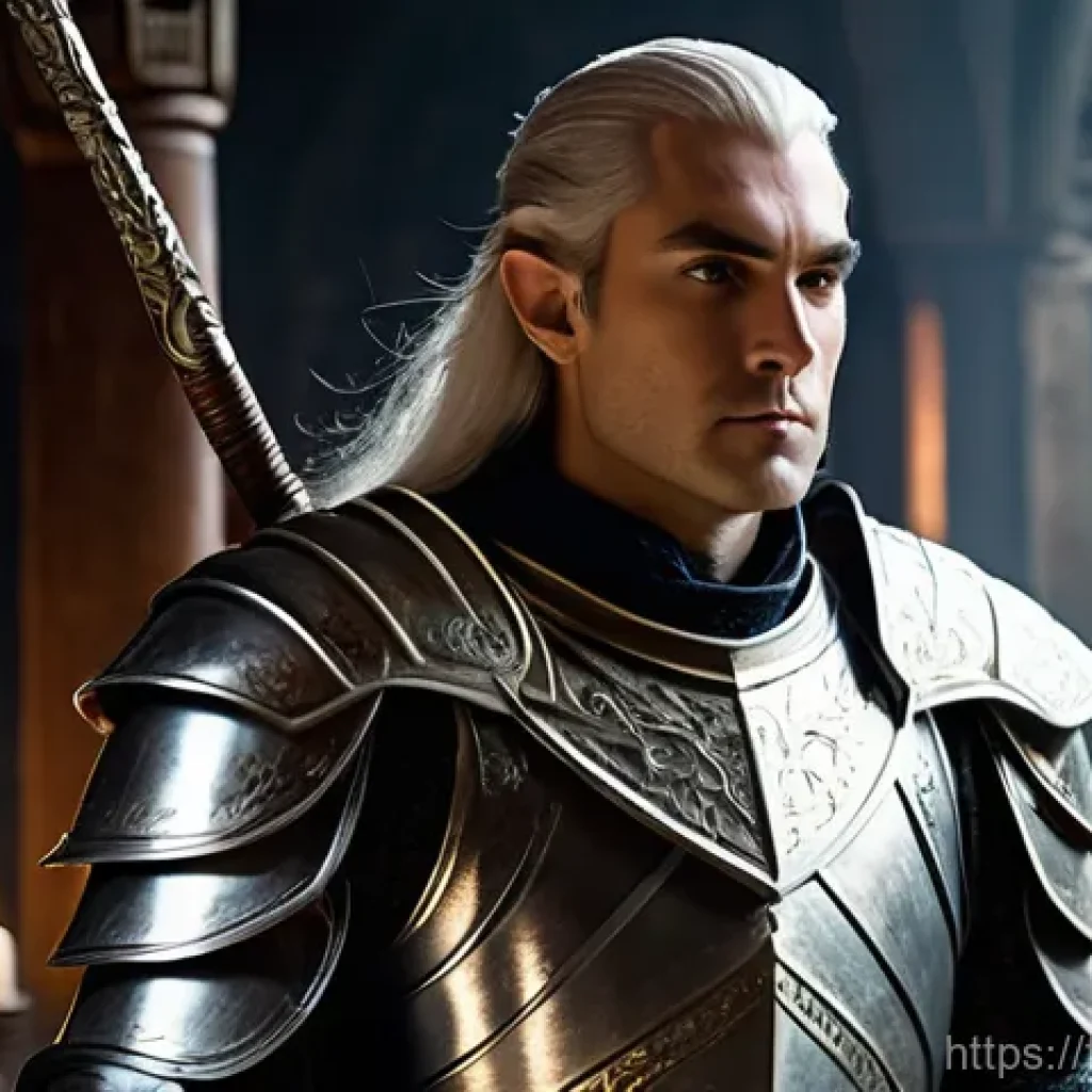 리니지M 보스 레이드 준비물 - **Prompt:** A solo Lineage M warrior, specifically a male Elven Knight, standing in a dimly lit, anc...