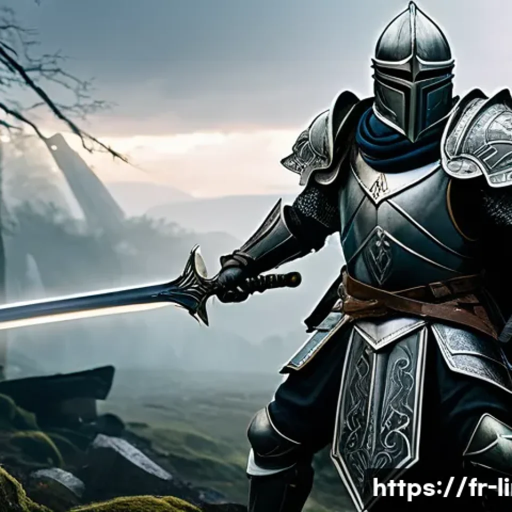 리니지M 초보자를 위한 생존 가이드 - A dynamic fantasy battle scene featuring a sturdy warrior clad in heavy, intricately detailed armor ...