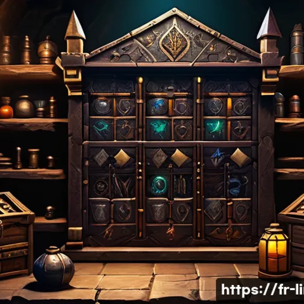 리니지M 아이템 회수 방법 - A detailed fantasy-themed inventory management scene inside a medieval-style game interface, showing...